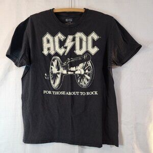 AC/DC T-Shirt Graphic Print Pullover Short Sleeve Black White Large